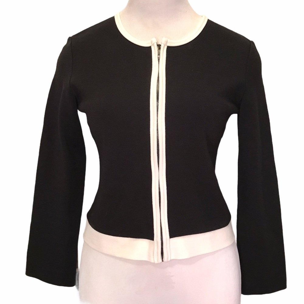 Black White Victoria Secret Zipper Front Top